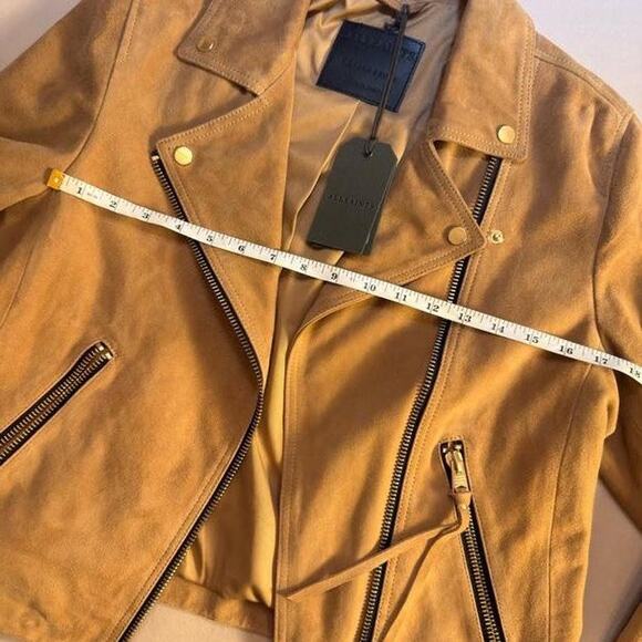 AllSaints Tan Suede Dalby Biker Jacket - Picture 2 of 6